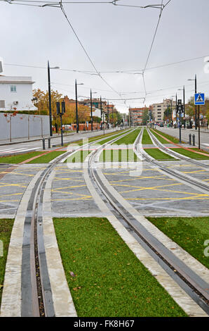 Light Rail itinerari nella città di Granada, Spagna Foto Stock