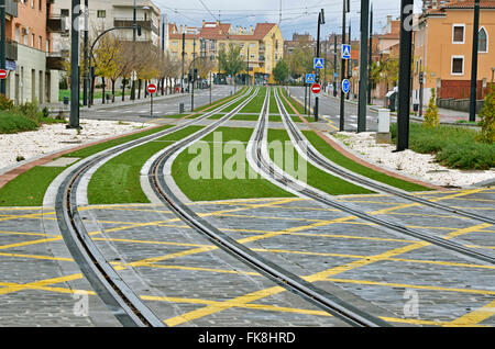 Light Rail itinerari nella città di Granada, Spagna Foto Stock