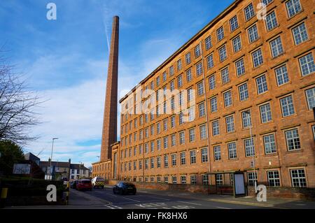 Dixon's camino. 290 piedi di altezza ex mulino tessile camino. Shaddon Mill, giunzione Street, Shaddongate, Carlisle, Cumbria. Foto Stock