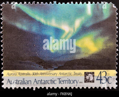 Territorio Australiano Antartico - circa 1991: timbro stampato in australia mostra Aurora Australis, circa 1991 Foto Stock