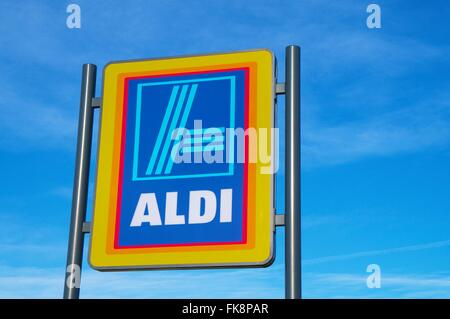 Segno di marchio di Aldi Foto Stock