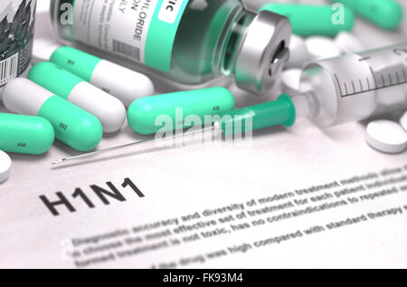 Diagnosi - H1N1. Concetto medico con sfondo sfocato. Foto Stock