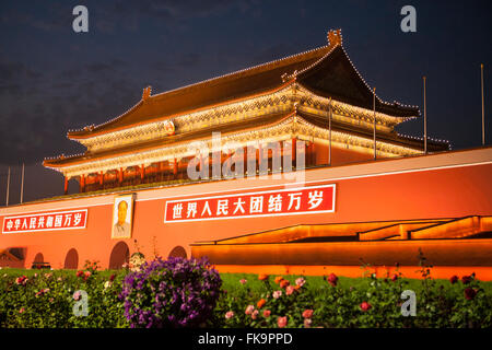 Porta di Tiananmen, la Città Proibita e il Palazzo imperiali del Ming e le dinastie di Qing, Pechino, Cina Foto Stock