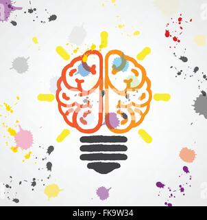 Creative lampadina luce Idea concetto ,colorato simbolo del cervello ,business idea ,abstract background.illustrazione vettoriale Illustrazione Vettoriale