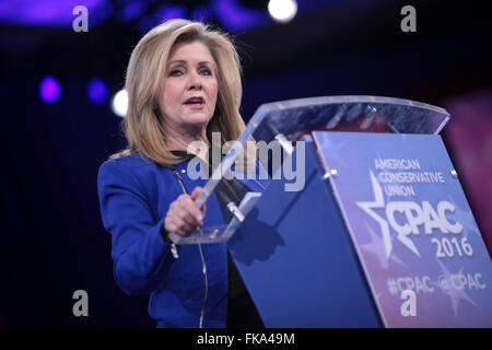 Stati Uniti Sost. Marsha Blackburn del Tennessee indirizzi annuali di conservatore americano Unione CPAC conferenza presso il Porto Nazionale Marzo 3, 2016 in Oxon Hill, Maryland. Foto Stock