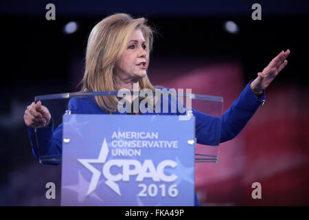 Stati Uniti Sost. Marsha Blackburn del Tennessee indirizzi annuali di conservatore americano Unione CPAC conferenza presso il Porto Nazionale Marzo 3, 2016 in Oxon Hill, Maryland. Foto Stock