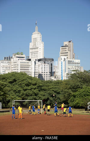 Pianura calcio in Parque Dom Pedro II per finanziare Palazzo Banespa - centro della città Foto Stock