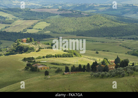 Vista de cima de moradias na zona rural Foto Stock