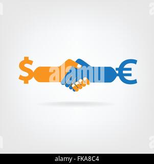 Handshake segno astratto vettore modello di progettazione. Business concetto creativo. Trattare, contratto, team, cooperazione icona di simbolo Illustrazione Vettoriale