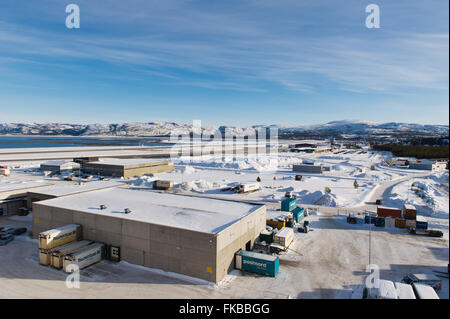 Una veduta aerea del porto e cruise terminal in Alta, Norvegia, verso Alta airport Foto Stock