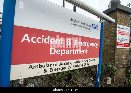 Incidenti e unità di emergenza Royal Sussex County Hospital Eastern Road Brighton Foto Stock