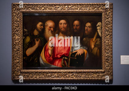 La Royal Academy of Arts di Londra, Regno Unito. 8 Marzo, 2016. Cristo benedicente, c. 1510-15, Giovanni Cariani. In età di Giorgione, una indagine mirata del Rinascimento veneziano durante il primo decennio del XVI secolo. Credito: artsimages/Alamy Live News Foto Stock