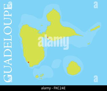 Mappa dell'arcipelago e il dipartimento francese della Guadalupa, Mar dei Caraibi. Illustrazione Vettoriale