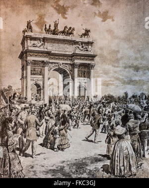 Risorgimento Italiano entrata di Vittorio Emanuele II e di Napoleone III Giugno 8, 1859