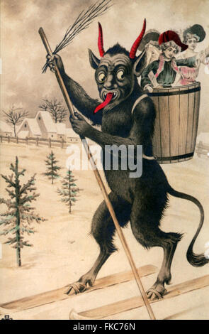 1900s Germania i Krampus diavolo cartoline Poster Foto Stock