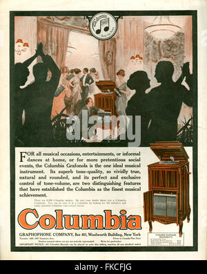 1920s USA la Columbia Records Magazine annuncio pubblicitario Foto Stock