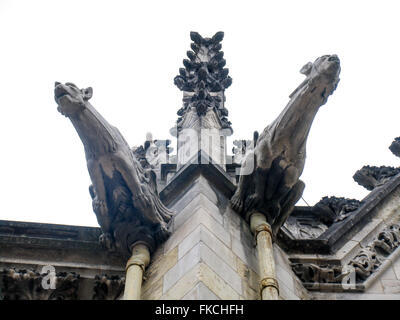 Due doccioni sulla Cattedrale di Nevers. Foto Stock