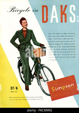 1940S UK Daks Magazine annuncio pubblicitario Foto Stock