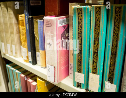 Una libreria scaffale di vecchi Arabian Nights (Mille e una notti) libri. Foto Stock