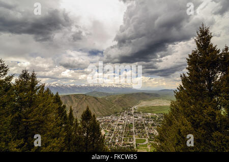 Ariel della vista della città di Jackson Hole. Stati Uniti d'America, Wyoming Foto Stock