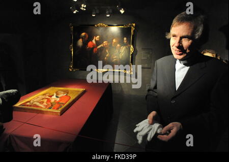 Brno, Repubblica Ceca. 08 Mar, 2016. Rari pittura medievale Madonna di Veveří oltre è raffigurato nel Museo Diocesano di Brno, in Repubblica Ceca, 8 marzo 2016. Essa verrà visualizzata dal 16 marzo. Foto di destra parson Marek Hlavka. Credito: Igor Zehl/CTK foto/Alamy Live News Foto Stock