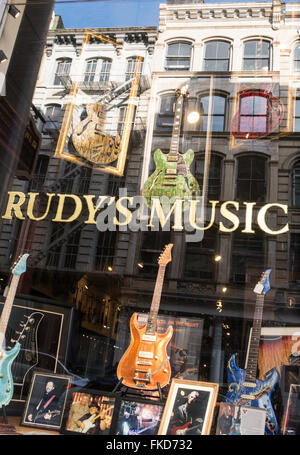 Rudy's musica Storefront di arresto, Soho NYC Foto Stock