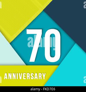 70 settanta anni modello colorato con il numero di etichetta di testo e della geometria di forme in materiale piatto stile design. Illustrazione Vettoriale