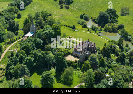 Una veduta aerea di Benington Signoria, un maniero Georgiano casa nel Hertfordshire Foto Stock