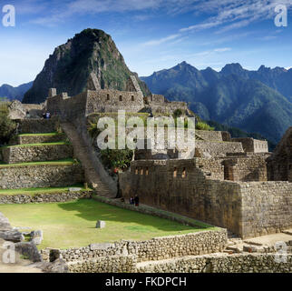 La scala di Machu Picchu, Cusco Regione, Provincia di Urubamba, Machupicchu distretto, Perù Foto Stock