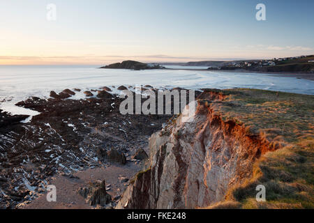 Bigbury Bay e Burgh Island. Sud prosciutti. Devon. Regno Unito. Foto Stock
