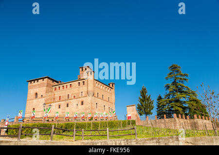 Grinzane Cavour Castello, Patrimonio Mondiale, vicino Barolo, strada del vino, Langhe Cuneo, Piemonte Italia Foto Stock