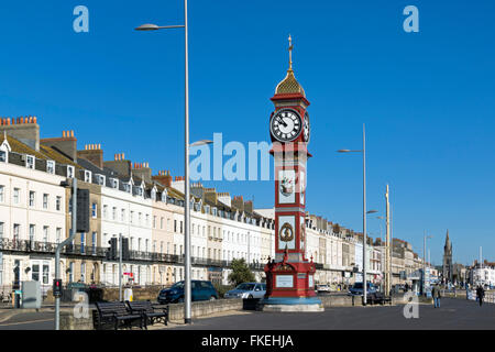 Il Giubileo Memorial Clock Tower su di Weymouth Esplanade Foto Stock