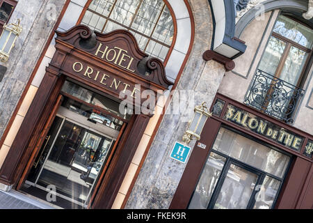 Hotel Oriente, vecchio Fonda Oriente, La Rambla di Barcellona. Foto Stock