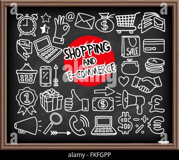 Doodle Icone dello Shopping Illustrazione Vettoriale