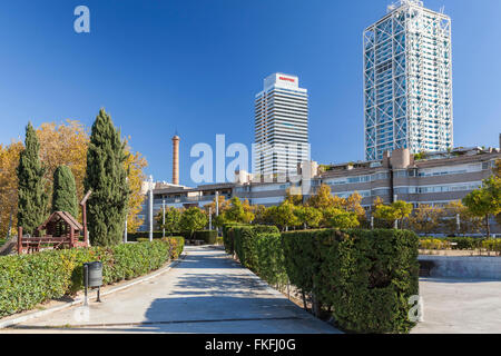 Vista di Vila Olimpica, Barcellona. Foto Stock