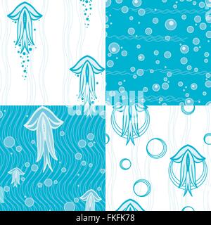 Quattro schemi semplici con le meduse Illustrazione Vettoriale