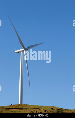 Gigante turbina a vento sulla collina Foto Stock