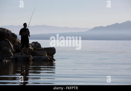 Pescatore, Salton Sea, CALIFORNIA, STATI UNITI D'AMERICA Foto Stock