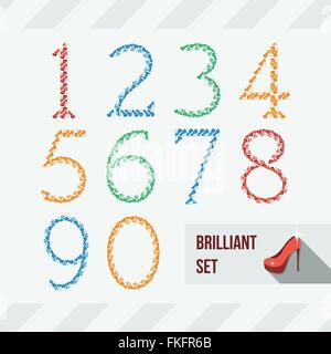 Set di numeri di scarpe e gioielli Illustrazione Vettoriale