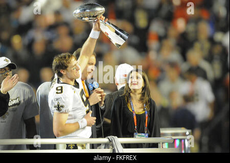 Miami, Florida, Stati Uniti. 7 febbraio, 2010. Miami, FL, Stati Uniti d'America; Nuovo Orleansdefeat Indianapolis Colts 31-17 nel Super Bowl XLIV presso Sun Life Stadium on Feb 7, 2010.ZUMA Press/Scott A. Miller © Scott A. Miller/ZUMA filo/Alamy Live News Foto Stock