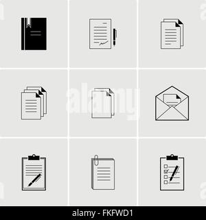 In bianco e nero insieme di icone Illustrazione Vettoriale