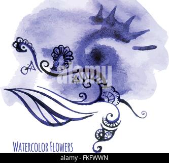 Sfondo vettoriale con fiori e blot Illustrazione Vettoriale