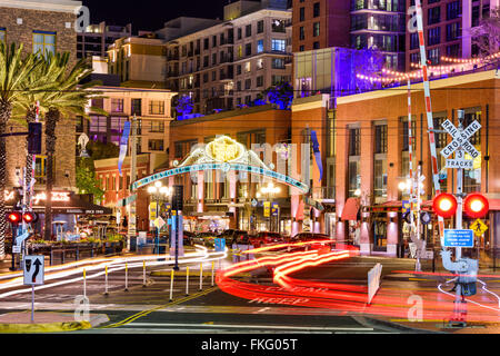 Gaslamp Quarter di notte a San Diego, California, Stati Uniti d'America. Foto Stock