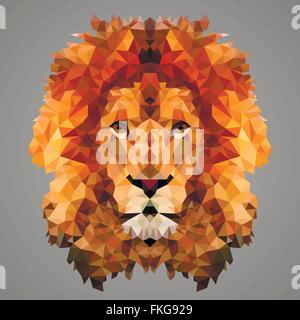 Lion bassa poli ritratto Illustrazione Vettoriale