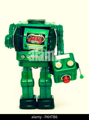 Green reto robot ha perso la testa Foto Stock