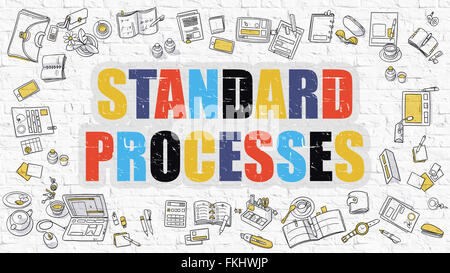 I processi standard concetto con Doodle icone del design. Foto Stock