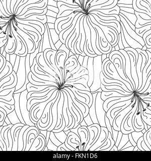 Vector seamless pattert floreali. Design per tessuti, tessuti, carta, carta da parati, web. Ornamento monocromatica. Illustrazione Vettoriale