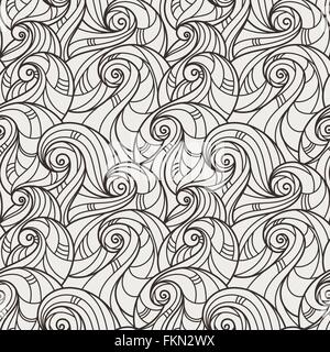 Vector seamless disegnati a mano modello di riccioli Illustrazione Vettoriale