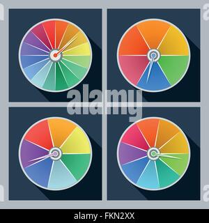 Set di quattro icone vettoriali con cerchi di colore Illustrazione Vettoriale