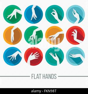 Set di icone vettoriali in un appartamento di stile con un'immagine diversa di mani femminili Illustrazione Vettoriale